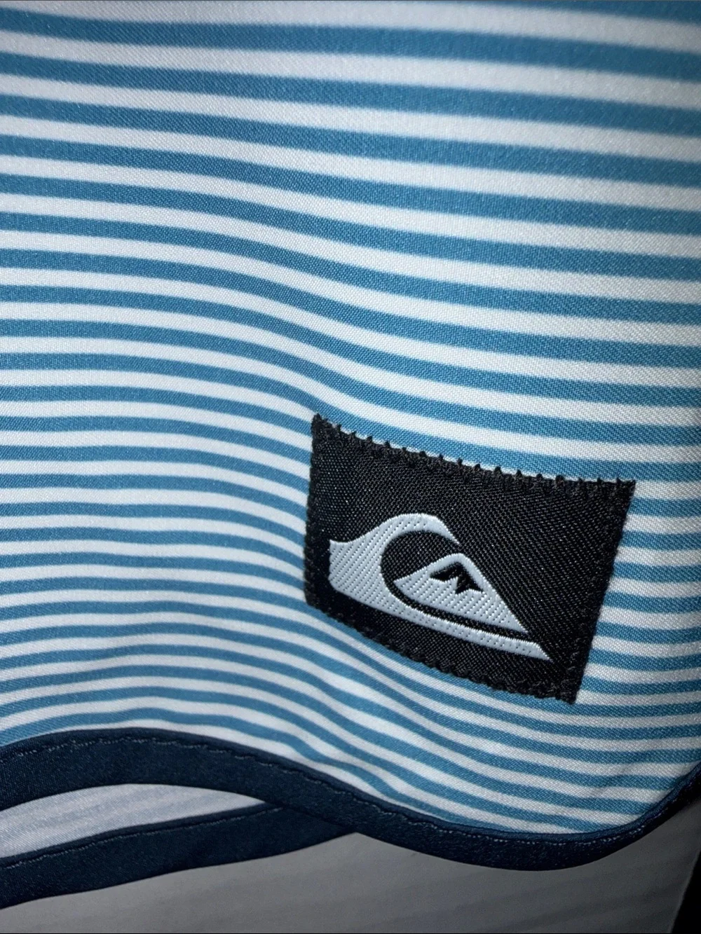 Quiksilver Men’s Navy and Light Blue Striped Boardshorts